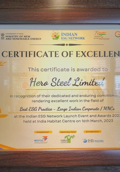 Awarded for Best ESG Practice - Large Indian Corporate /MNCs